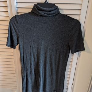 Michael Kors Ribbed Gray Turtleneck Top
